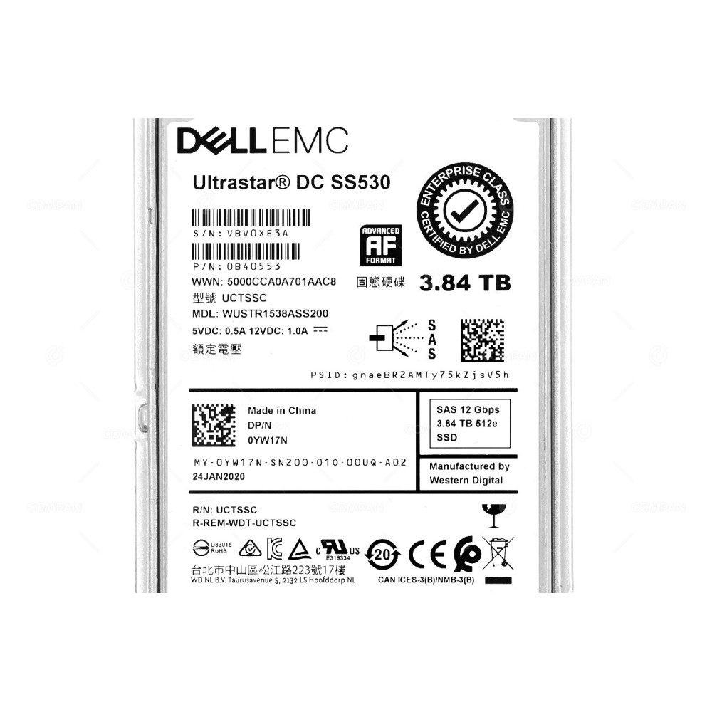 YW17N G14  DELL SSD 3.84TB SAS 12G 2.5" SFF FOR DELL POWEREDGE G14